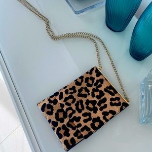 Never used! BCBG Maxazria crossbody chain animal fur bag